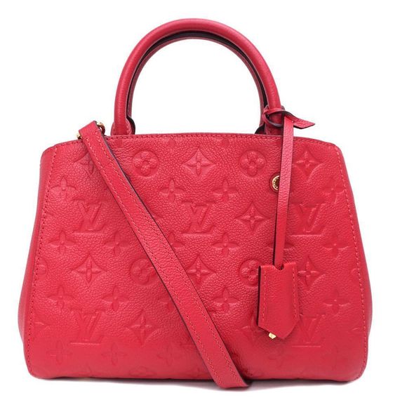 Louis Vuitton Handbags - Monogram Emplant Leather Montaigne BB Shoulder Handbag Dahlia Pink Red